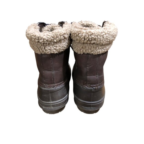Nautica Danube Snow Winter Duck Boots Kids 3 Brown Faux Leather Sherpa-Lined - Picture 4 of 12